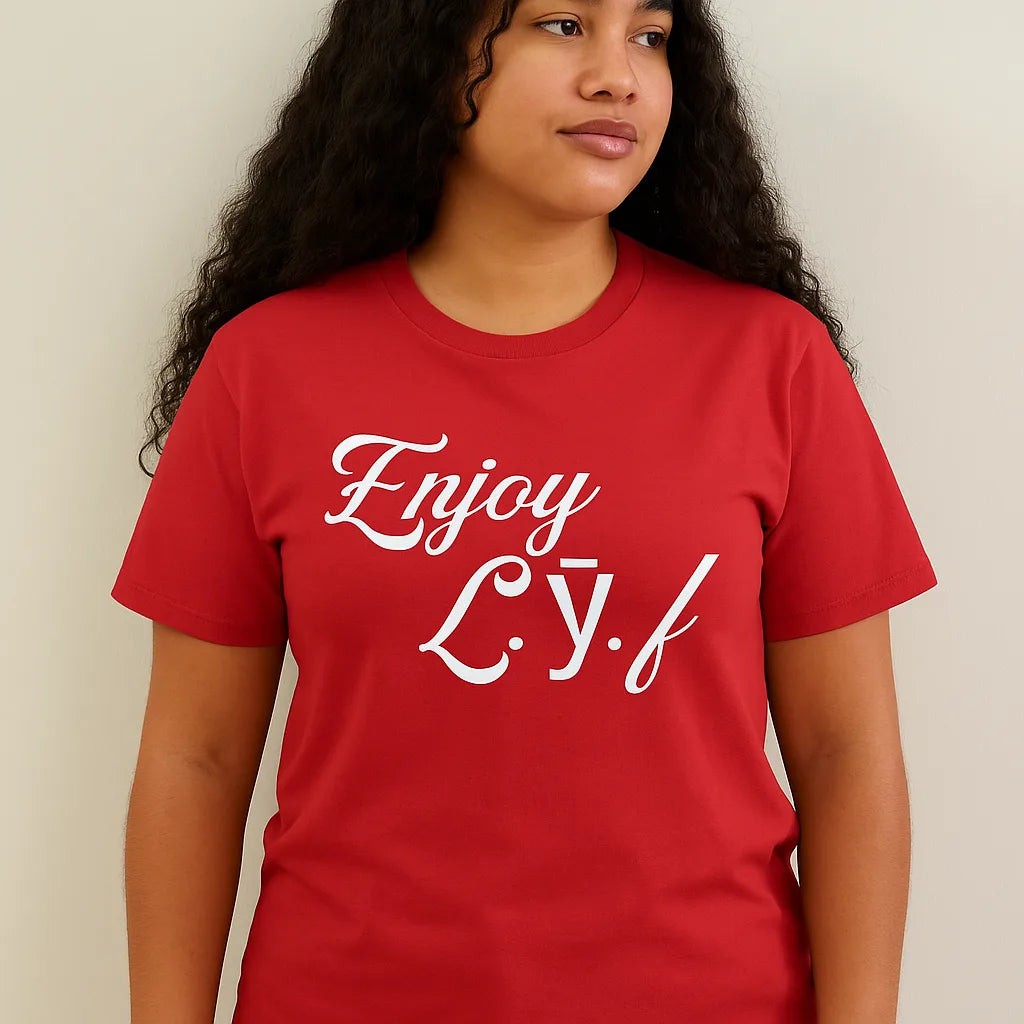 Red “Enjoy L.ȳ.f (Enjoy Loving Yourself First)” T-Shirt